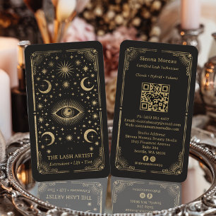 Tarjeta De Visita Código QR del artista de pestañas Tarot Celestial 