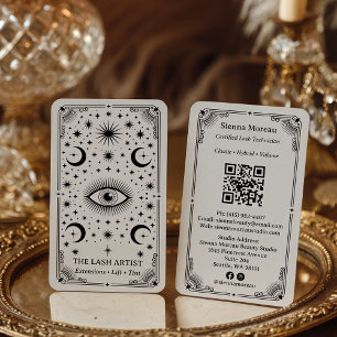 Tarjeta De Visita Código QR del artista de pestañas Tarot Celestial 