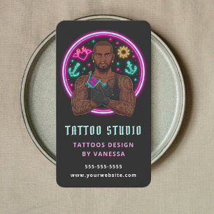 Tarjeta De Visita Código Qr del Artista de Tatuajes del Salón de Tat