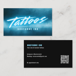 Tarjeta De Visita Código QR del artista de tatuajes Purple Neon & Sm