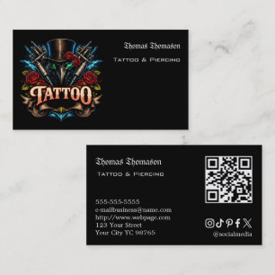 Tarjeta De Visita Código QR del artista del tatuaje
