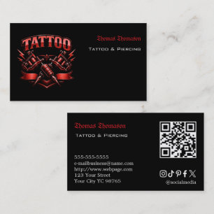Tarjeta De Visita Código QR del artista del tatuaje