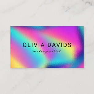 Tarjeta De Visita Código QR del artista holográfico Neon Rainbow Mak