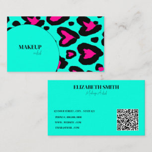 Tarjeta De Visita código QR del artista moderno turquesa rosa de maq