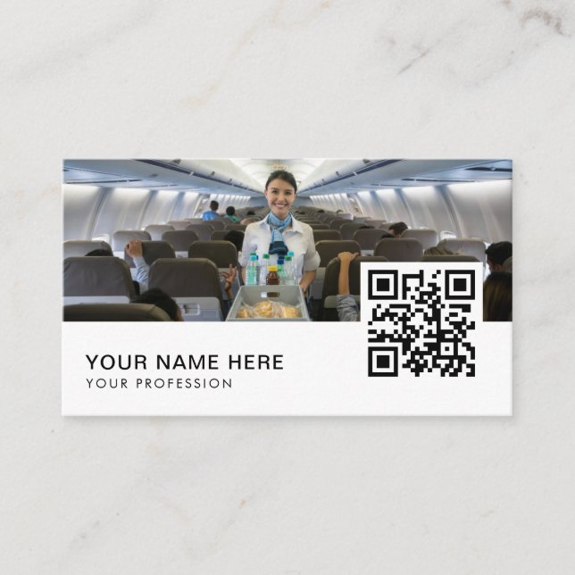 Tarjeta De Visita código QR del asistente de vuelo (Anverso)