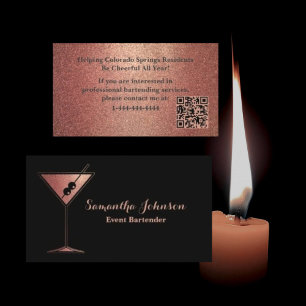 Tarjeta De Visita Código QR del barman del evento de brillo de oro r