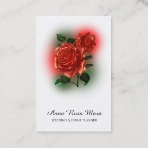 Tarjeta De Visita *~* Código QR del Boda de eventos Floral Red ROSE