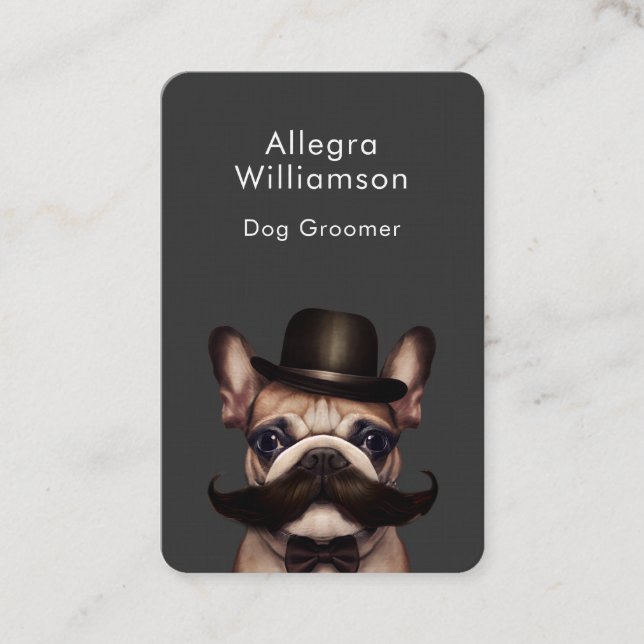 Tarjeta De Visita Código QR del Bulldog francés Dog Groomer (Anverso)