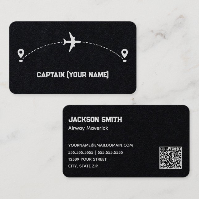 Tarjeta De Visita Código QR del capitán de la aeronave (Anverso / Reverso)