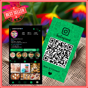 Tarjeta De Visita Código QR del chef de Green Bakery en Instagram