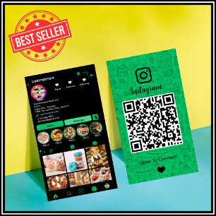 Tarjeta De Visita Código QR del Chef de Instagram de Panadería Verde