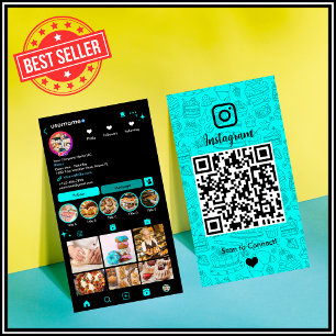 Tarjeta De Visita Código QR del chef de Instagram de Turquoise Baker