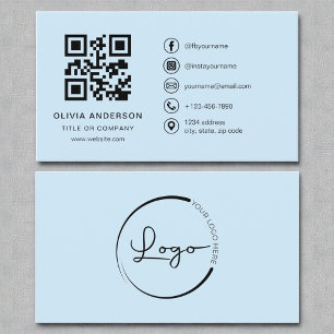 Tarjeta De Visita Código QR del cielo azul del profesional moderno