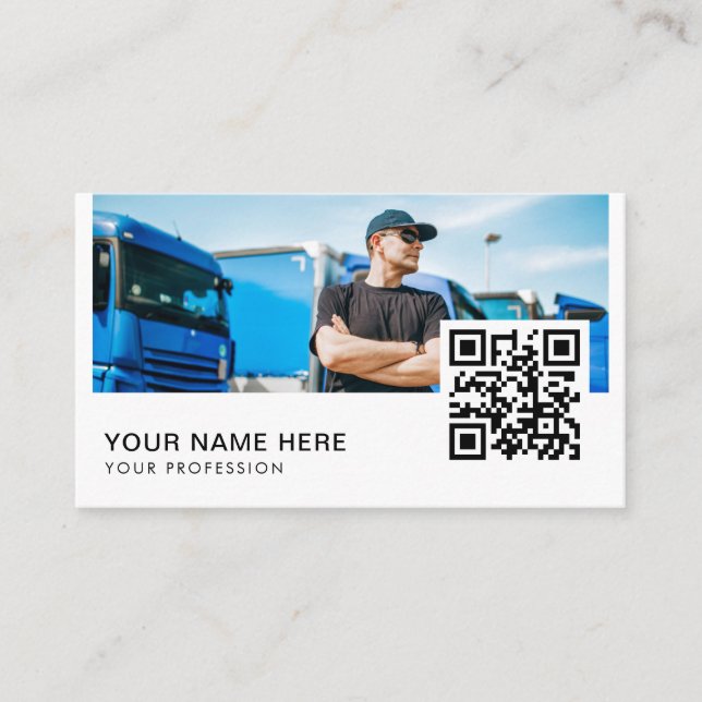 Tarjeta De Visita Código QR del conductor del camión (Anverso)