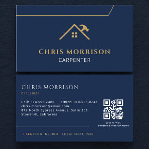 Tarjeta De Visita Código QR del contratista de carpintería