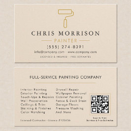 Tarjeta De Visita Código QR del contratista pintor de casas modernas