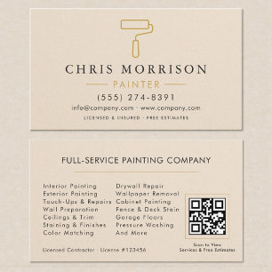 Tarjeta De Visita Código QR del contratista pintor de casas modernas