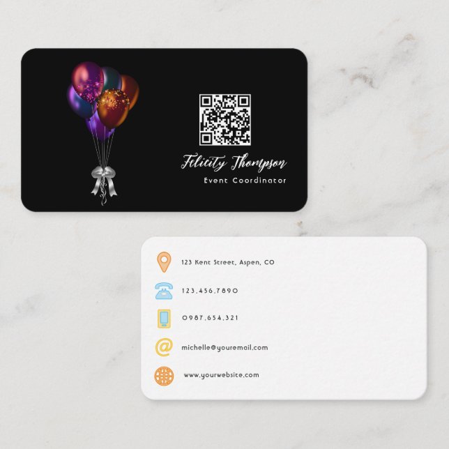 Tarjeta De Visita Código QR del Coordinador de eventos (Anverso / Reverso)