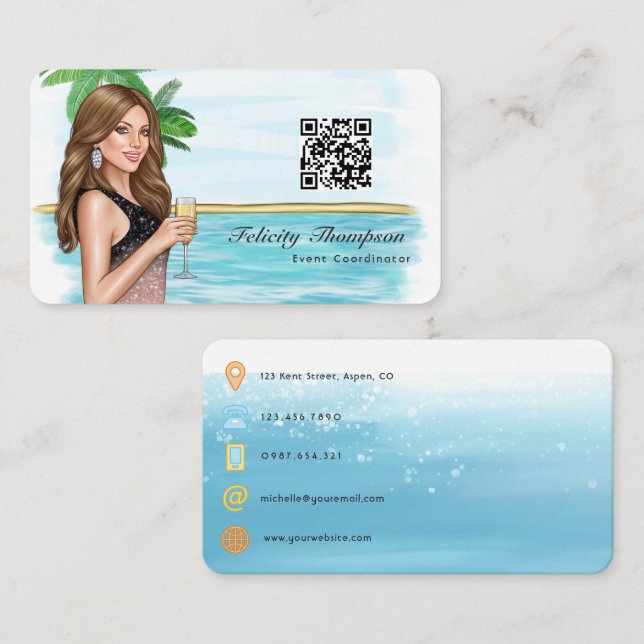 Tarjeta De Visita Código QR del Coordinador de eventos (Anverso / Reverso)