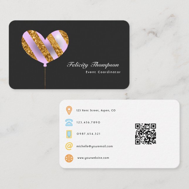 Tarjeta De Visita Código QR del Coordinador de eventos (Anverso / Reverso)