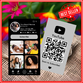 Tarjeta De Visita Código QR del creador de vloggers influyentes gris