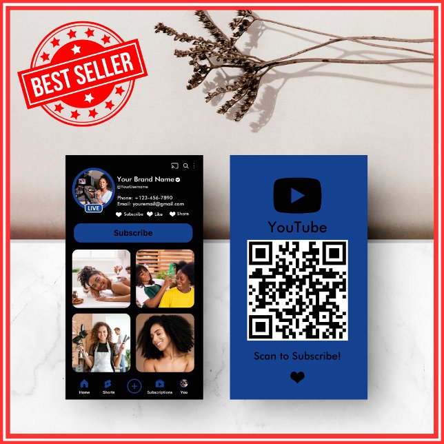 Tarjeta De Visita Código QR del creador de vlogs de influencia naval (Subido por el creador)