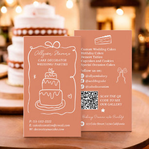 Tarjeta De Visita Código qr del decorador de pasteles Boho Retro Fre