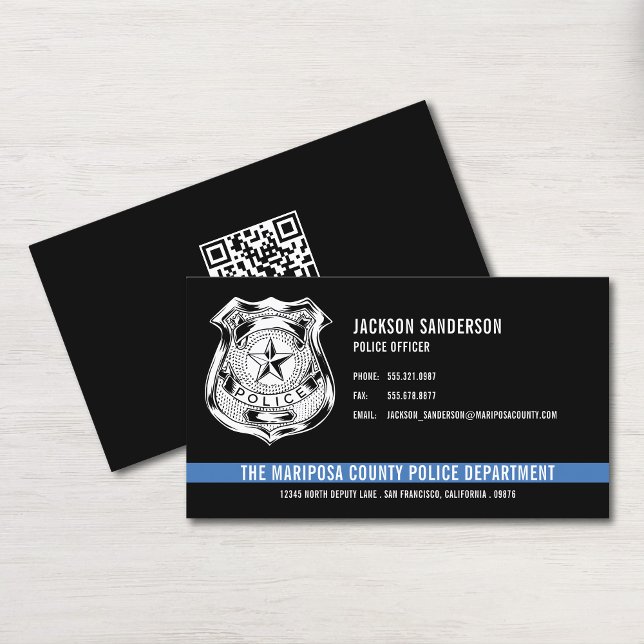 Tarjeta De Visita Código QR del Departamento de Policía de personali (Custom Police Department Law Enforcement QR Code Business Card)
