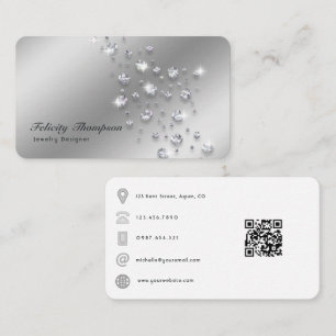 Tarjeta De Visita Código QR del Diseñador de Joyas de Diamante