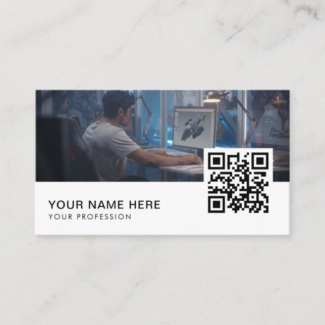 Tarjeta De Visita Código QR del diseñador de videojuegos (Anverso)