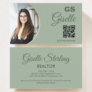 Tarjeta De Visita Código QR del editor del monograma de fotografía v