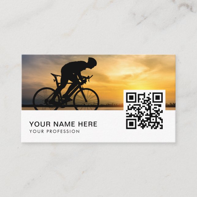 Tarjeta De Visita código QR del entrenador personal de ciclismo (Anverso)