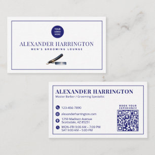 Tarjeta De Visita Código QR del Estilista de Cabello con Navaja de B