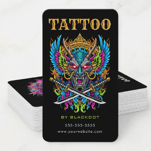 Tarjeta De Visita Código QR del estudio de tatuajes de máscara de de