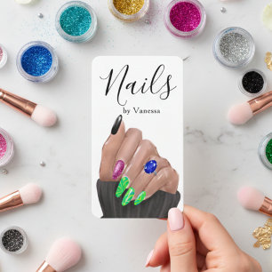 Tarjeta De Visita Código QR del estudio de uñas chic del artista man