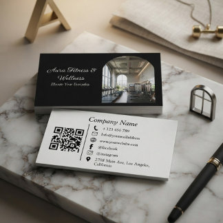 Tarjeta De Visita Código QR del Gimnasio Minimal Arch Fitness Negro