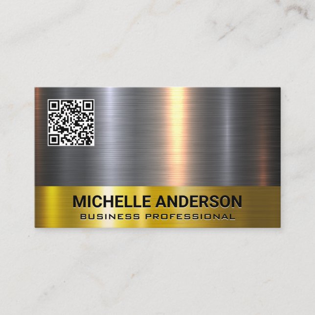 Tarjeta De Visita Código QR del guarnecido metálico del brillante de (Anverso)