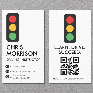 Tarjeta De Visita Código QR del instructor de conducción moderno