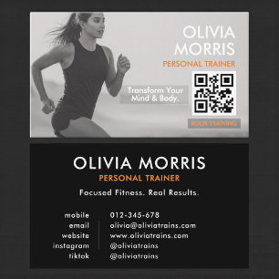 Tarjeta De Visita Código QR del instructor de fitness moderno minima