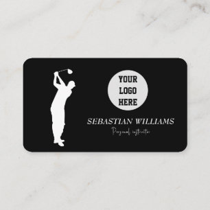 Tarjeta De Visita Código QR del instructor de golf Profesional negro