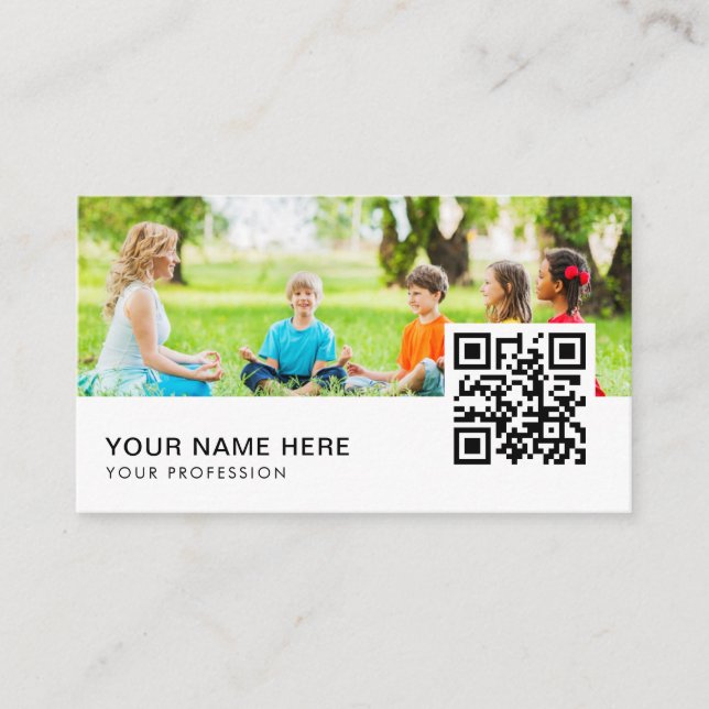 Tarjeta De Visita Código QR del instructor de yoga (Anverso)