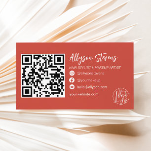 Tarjeta De Visita Código qr del logo de la foto de maquillaje de pel
