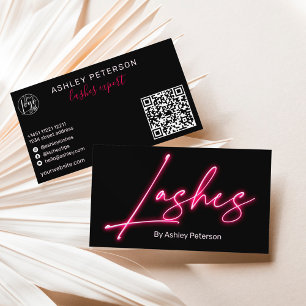 Tarjeta De Visita Código qr del logo del guión de los latigazos rosa