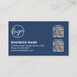 Tarjeta De Visita Código QR del logotipo azul marino profesional mod