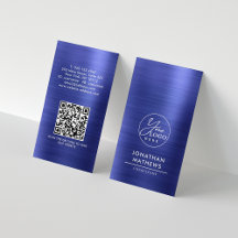 Código QR del logotipo azul metálico cepillado pro