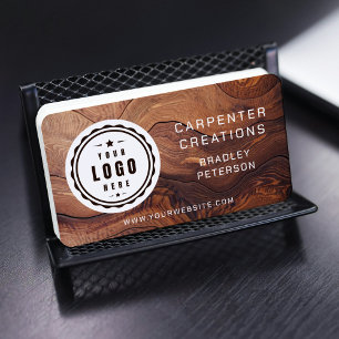 Tarjeta De Visita Código QR del logotipo Carpintería de madera moder