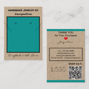 Tarjeta De Visita Código QR del logotipo de collar y aretes Kraft Te