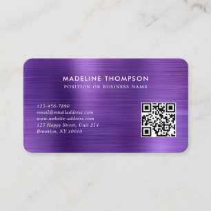 Tarjeta De Visita Código QR del logotipo de color púrpura metálico c