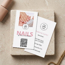 Tarjeta De Visita Código QR del logotipo de escritura en rosa sonros