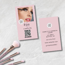Tarjeta De Visita Código QR del logotipo de escritura rosa sonrojado